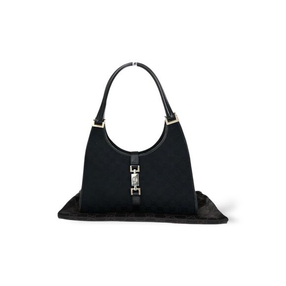 Gucci Jackie Bag - Black Canvas with Leather Trim and Silver Hardware - Picture 4 of 11